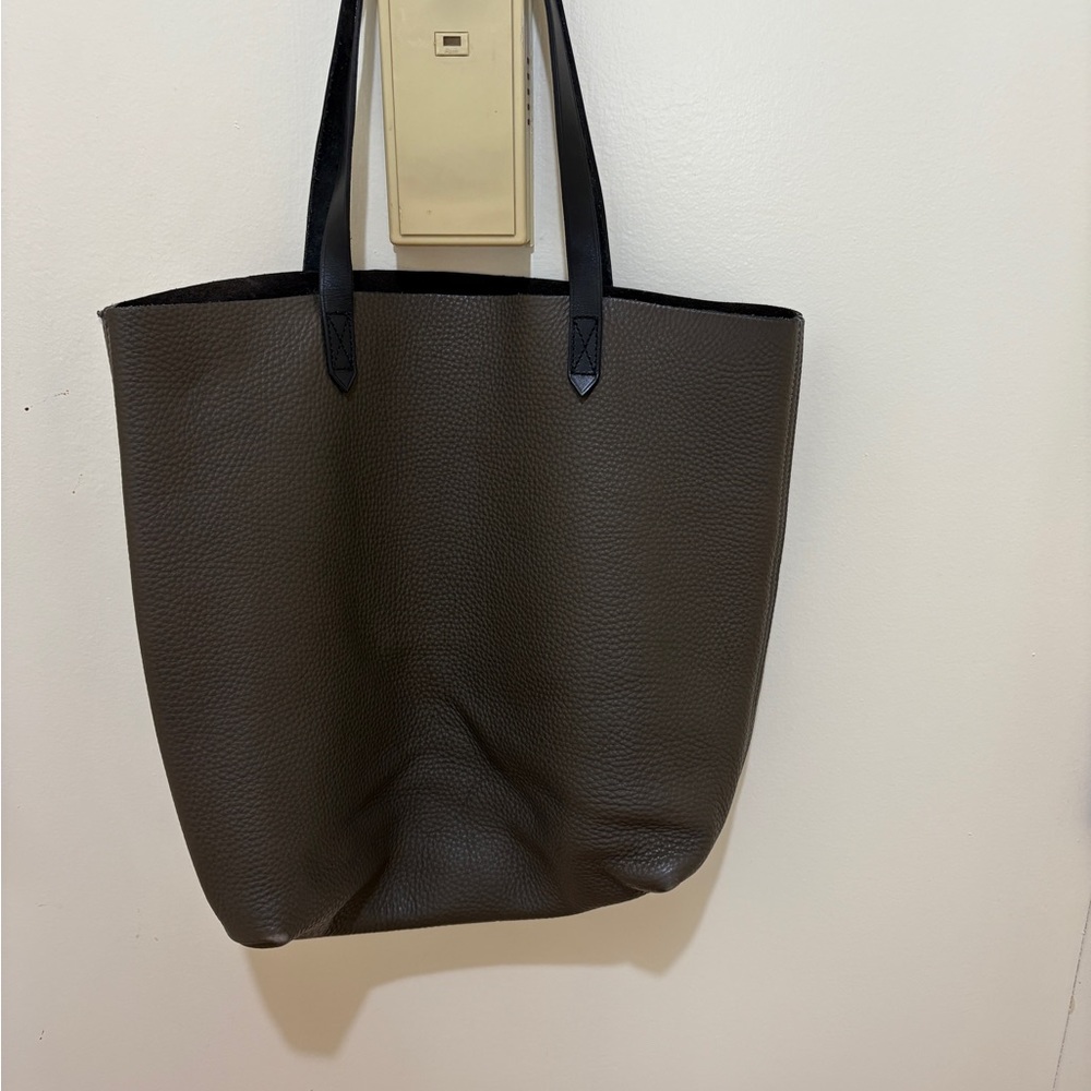 Madewell Gray Pebbled Leather TransportTote